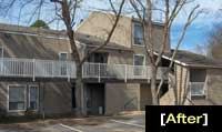 Harbor Group International updated the look and feel of this outdated 1970s apartment complex six months ahead of underwriting projections. The most striking change is the replacement of damaged wooden catwalk railings with a steel system.