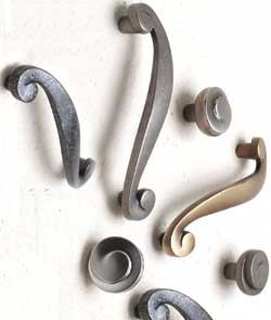 Jazz up any cabinet with the Sonata collection of hardware. These stylish knobs and pulls feature smooth, flowing lines. Finishes include brushed nickel, rustic brushed brass, rustic iron, rustic nickel, rustic black nickel, and rustic copper. For a textured look, try the company's Overture collection, which comes in brushed nickel, rustic iron, rustic nickel, rustic copper, and rustic black nickel.
