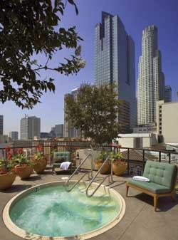 A hot tub may seem passé, but it's a novelty in downtown Los Angeles, where this one sits atop the Metro 417 apartment building.