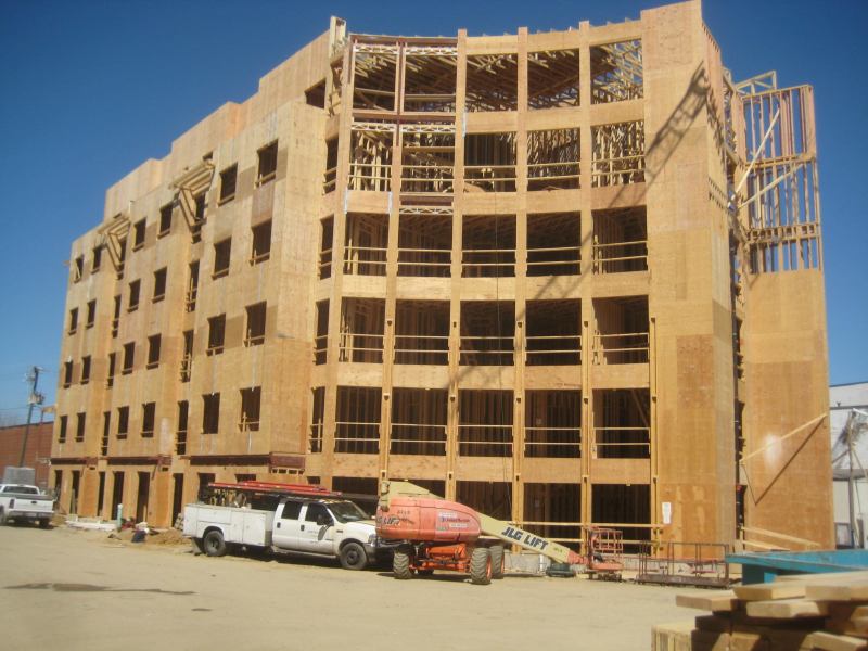Big Switch: York Residential decided to go with wood-frame construction instead of concrete to make the five-story North Tract Lofts in Arlington, Va., financially feasible.