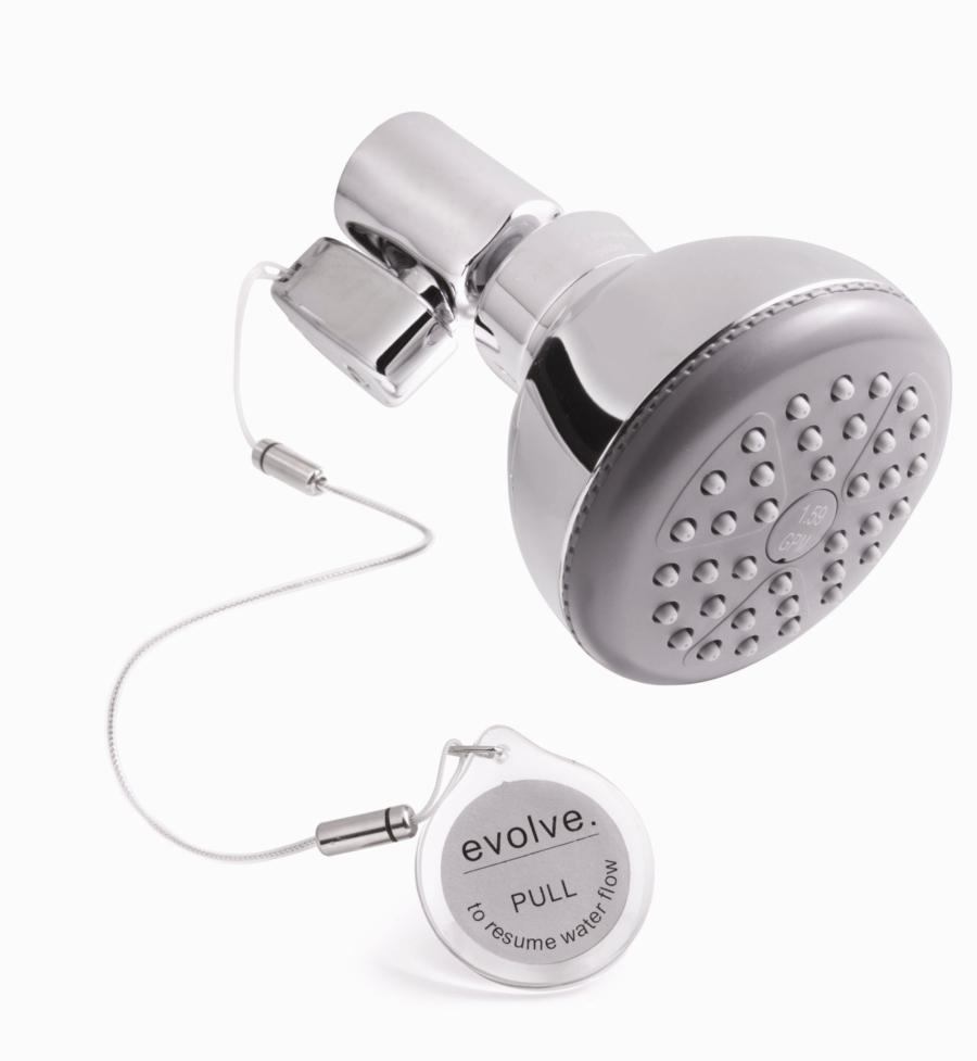 SMART SHOWER: The Roadrunner low-flow showerhead from Evolve conserves 8 gallons of water every 5-minuet shower.  It features ShowerStart technology that pre-vents hot water from running down the drainbefore you can hop in the shower by watching the shower's temperature and "triggering a trickle" as soon as the water heats up.  For more information, call Evolve showerheads at 480-496-2294 or visit evolveshowerheads.com.