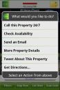 A screenshot of the actions menu on UDR's latest smart phone application, which combines augmented reality and mobile apartment search with social networking.