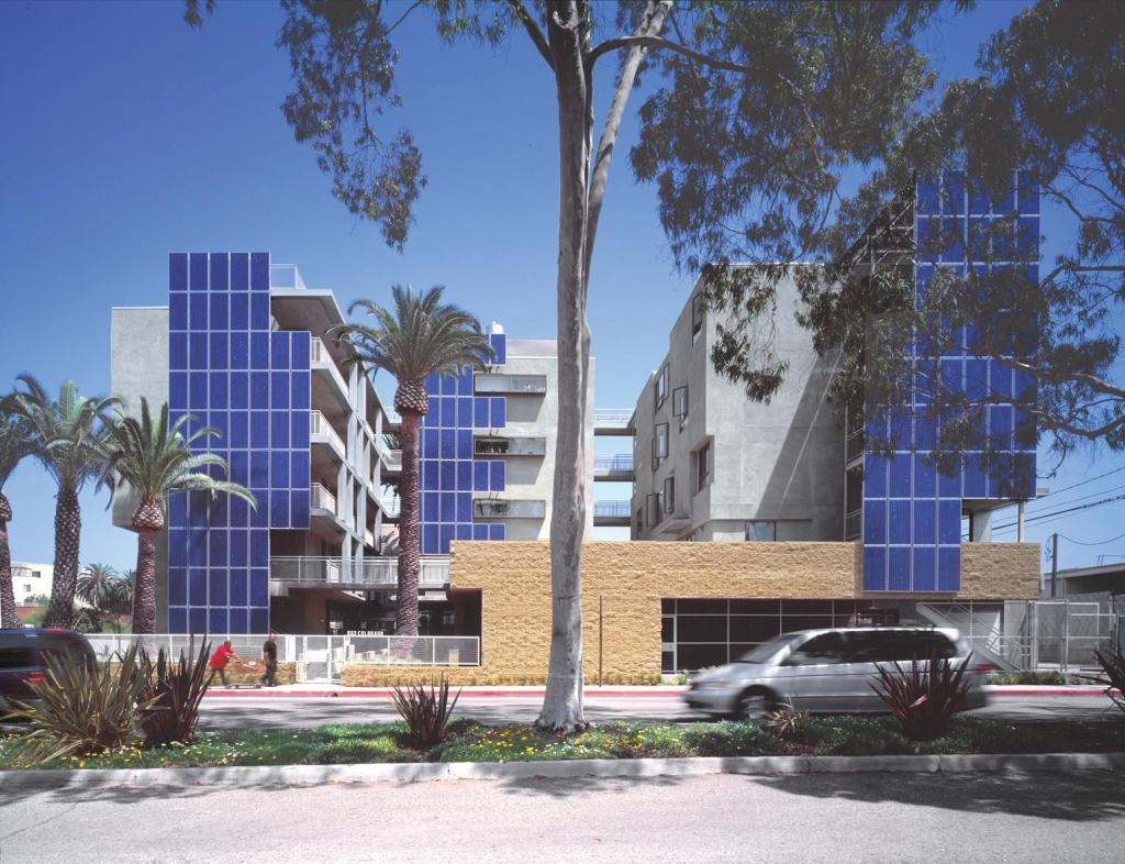 Colorado Court-Location: Santa Monica, Calif. • Developer: Community Corp. of Santa Monica • Architect: Brooks + Scarpa (previously Pugh Scarpa Kodama) • Energy-Efficiency Consultant: Helios International • Builder: Ruiz Brothers Construction Co. • Built: 2002 • Units: 44 • Notable: The country’s first 100 percent energy-independent affordable housing project and first LEED-certified multifamily project, Colorado Court features a natural gaspowered turbine/heat recovery system and a solar electric panel system that supplies most of the peak load electricity demand.