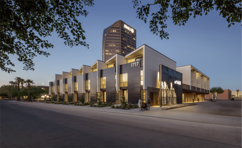 A rendering of the artHAUS community in the Midtown Phoenix Arts and Entertainment District.