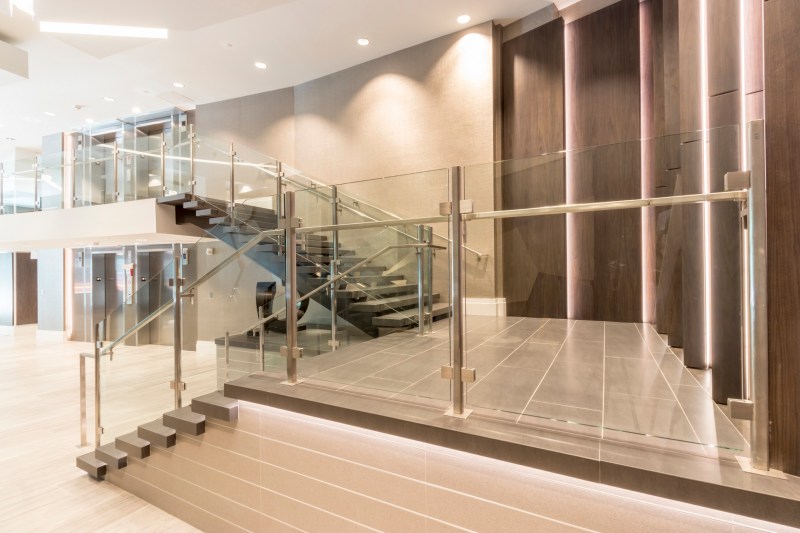 A lobby at Mill Creek Residential's new Modera Midtown in Atlanta. The 29-story luxury high-rise emphasizes quality and attention to detail with highly desirable amenities such as Google Fiber in every unit, heated saltwater pools, and high-end street-level retail and restaurants, to name just a few.