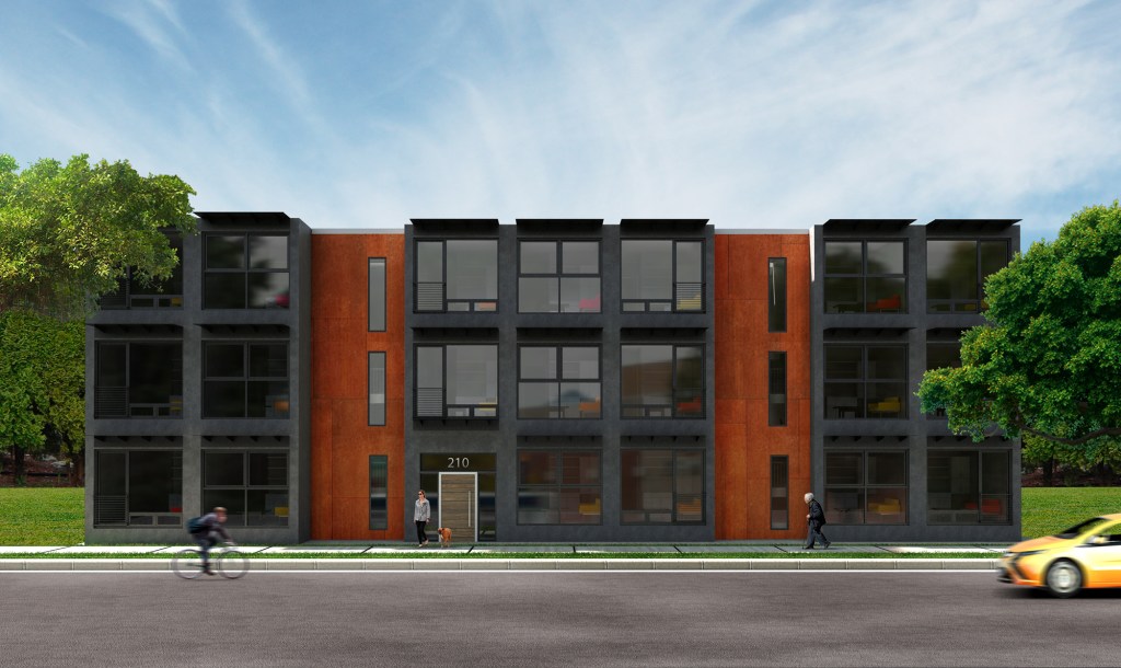 A rendering of Seattle multifamily infill made from Bloks