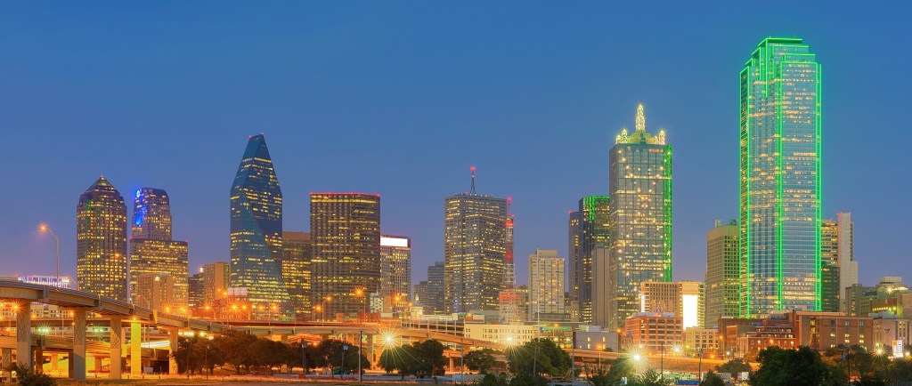 Dallas at dusk.