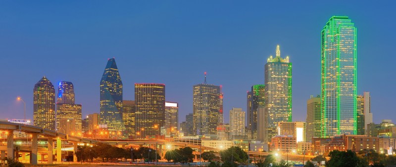 Dallas at dusk.