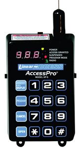  The AP-5 wireless gate/door controller can control multiple entries, including vehicular gates, pedestrian gates, security gates, and office doors. The product withstands radio frequency noise and signal interference thanks to a built-in, 318-MHz super heterodyne receiver with an external antenna that picks up transmitter signals from up to 500 feet away. 