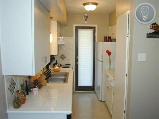 A two bedroom rental on Annex Avenue in Dallas features a spacious kitchen.