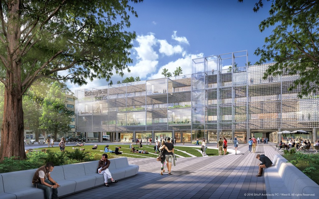 View from 30th Street looking at Drexel Square and a re-imagined One Drexel Plaza.