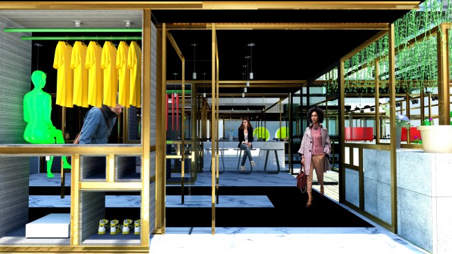 A pop-up style retail space offers flexibility and variety.