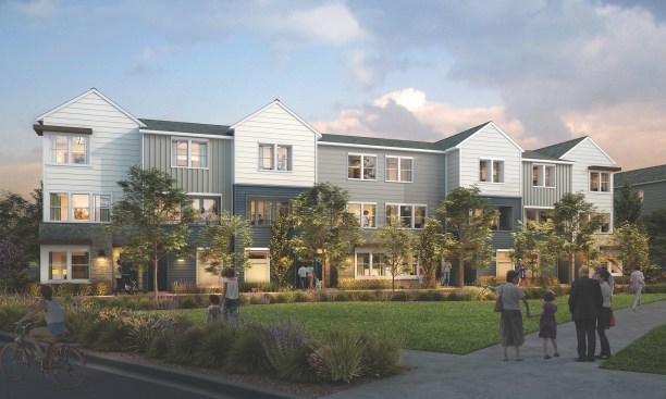 The Finley in Broomfield, Colorado, designed by KTGY, is a walkable townhome community in the Baseline East Village master plan.