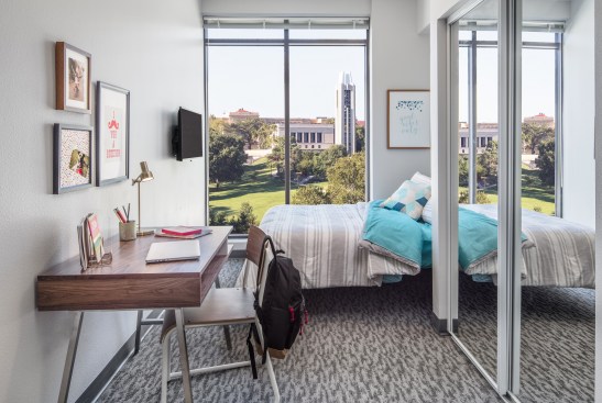 Students can start living well while still near campus in today's newest entrants in student housing development, including HERE Kansas, by CA Ventures. Among the building’s nonstudy perks: a basketball court, a coffee bar, and an infinity-edge pool.