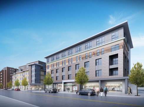 Nearing completion: Canvas, a 126-unit, two-building, mixed-use development in downtown Beverly, Mass.
