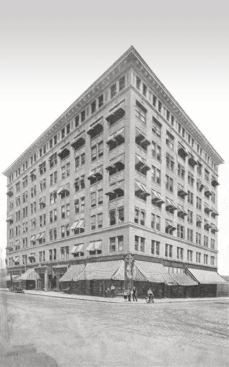 The original exterior of the building, which stands at the busy, prominent corner of Grand Boulevard and Olive Street in the Midtown section of St. Louis. The neighborhood, which is near St. Louis University, attracts more than 1.7 million visitors to cultural events every year.