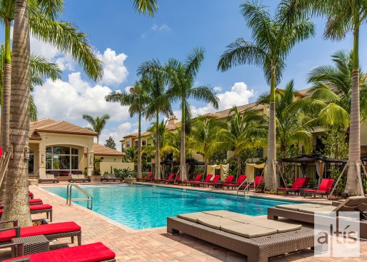 The team chose high-end amenities, including a hotel-worthy pool, to lend Sheridan Village a "staycation" aura.