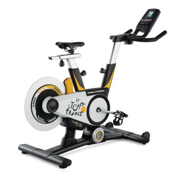 Tap Your Inner Lance

 This exercise bike gives users the experience of racing downhill. That’s because ProForm’s Tour De France is the official training bike of the world-famous cycling race. Powered by Google Maps and iFit Live technology, the machine lets users choose one of 24 preprogrammed courses and monitor their progress on a built-in screen. It even automatically tilts up or down when the selected course dictates going up or down a hill. An on-board computer calculates wind resistance based on the rider’s body dimensions, and built-in Wi-Fi allows users to synch their results with iFit.com. For more information, call ProForm at 888-742-0128 or visit www.proform.com.
