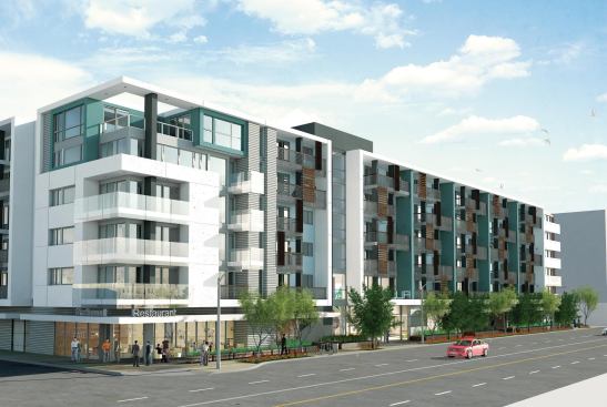 IN THE MIX: GLJ Partners’ mixed-use development Stella, in Marina del Rey, Calif., features 9,000 square feet of retail space and is certified LEED Silver. The 244-unit property is scheduled for completion in spring 2013, with move-in beginning this fall. 
