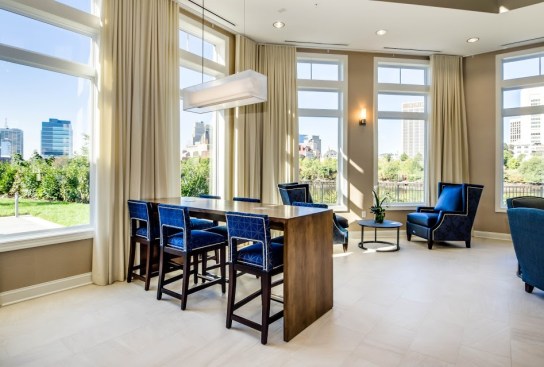 The indoor common area embodies a nautical vibe for residents to make the most of this waterfront property.&nbsp;